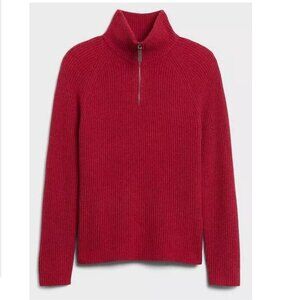 NWT Banana Republic Italian Wool-Blend Half-Zip Sweater Deep Red Men Size Medium